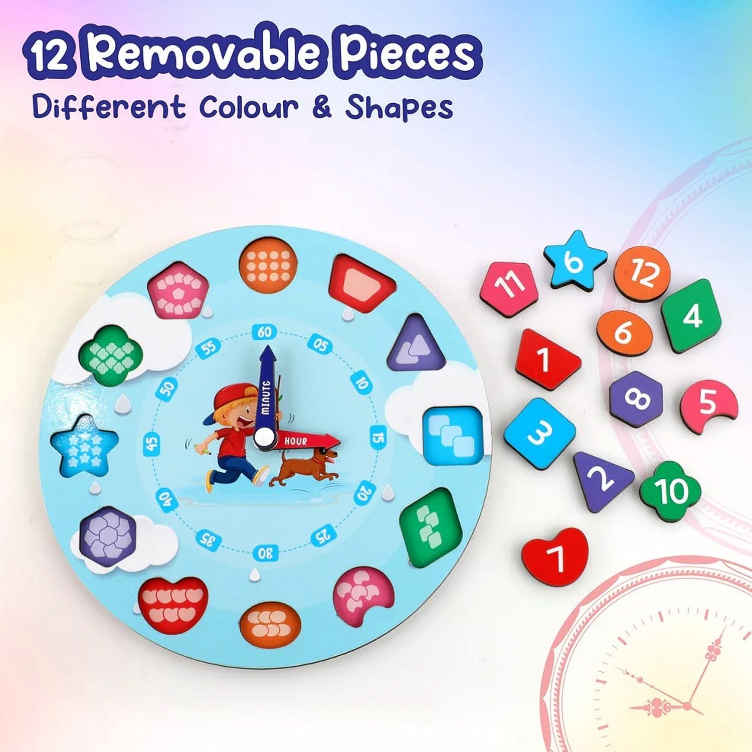 Aditi Wooden Educational Learning Clock Toy with Movable Hands Aditi Wooden Educational Learning Clock Toy with Movable Hands